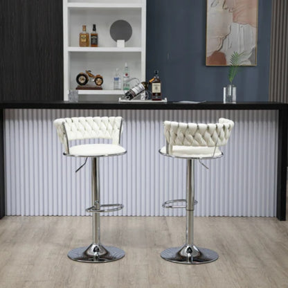 COOLMORE Swivel Bar Stools Set of 2 Adjustable Counter Height Chairs with Footrest for Kitchen, Dining Room 2PC/SET-海智集-Default-
