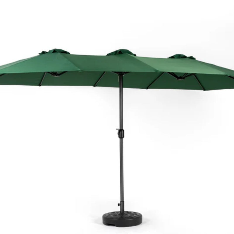 14.8 Ft Double Sided Outdoor Umbrella Rectangular Large with Crank ( Dark green)(No Base)-海智集-Default-