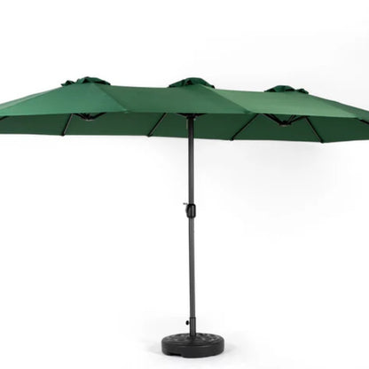 14.8 Ft Double Sided Outdoor Umbrella Rectangular Large with Crank ( Dark green)(No Base)-海智集-Default-