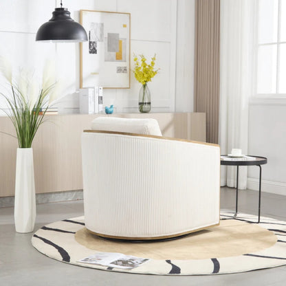 Corduroy Swivel Barrel Chair, Comfortable Accent Sofa Chair, 360 Degree Swivel, Beige, Corduroy, 30.12''x35.04''x30.31''-海智集-Default-