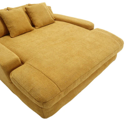 COOLMORE Chenille 2-seater lazy sofa With 5 back pillows,Comfy Sofa- Deep Seat Couch for Living Room,Club (Mustard yellow)-海智集-Default-