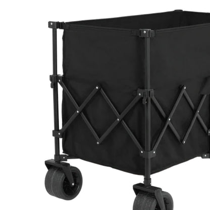 Beach Wagon,Collapsible Wagon 220lbs with Big Wheels Foldable Wagon Carts, Heavy Duty 300L Folding Utility Garden Cart with Big All-Terrain Beach Wheels & Drink Holders. Black-海智集-Default-