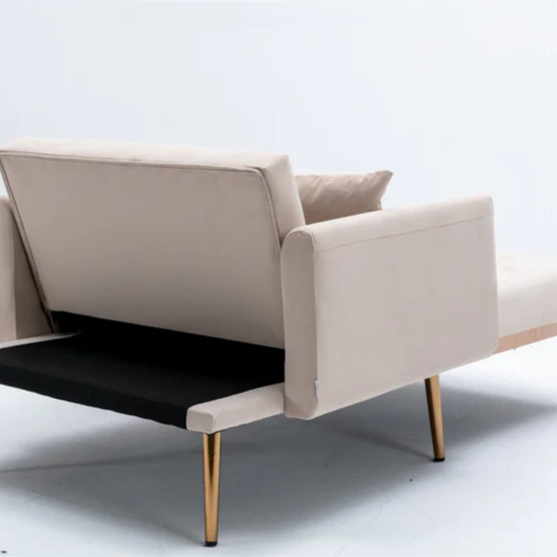 COOLMORE fashionable and classic style chaise lounge chair / accent chair for Living Room, bedroom (Beige velvet)-海智集-Default-