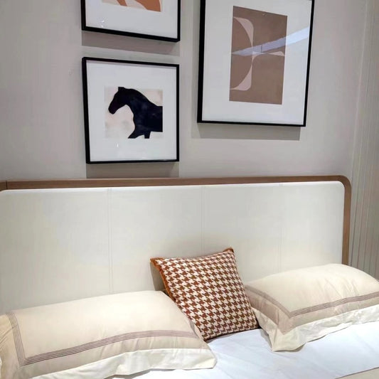 Yi Ran Ju Series Rubber Wood Log Style Cream Style Minimalist Style Solid Wood Bed 5808 (Including Oak Bed Board)-海智集-