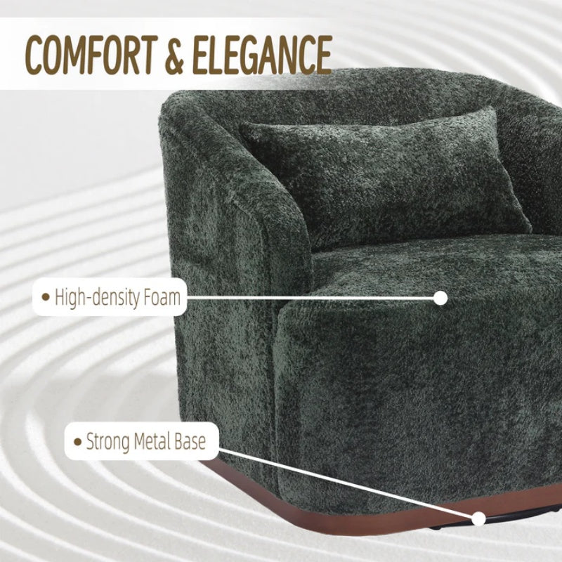 Elegant Swivel Barrel Chair, Comfy Accent Sofa Chair with 360 Degree Swivel, Chenille Fabric, Emerald, 31.5x31.5x27.56 inches-海智集-Default-