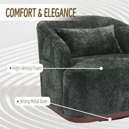 Elegant Swivel Barrel Chair, Comfy Accent Sofa Chair with 360 Degree Swivel, Chenille Fabric, Emerald, 31.5x31.5x27.56 inches-海智集-Default-