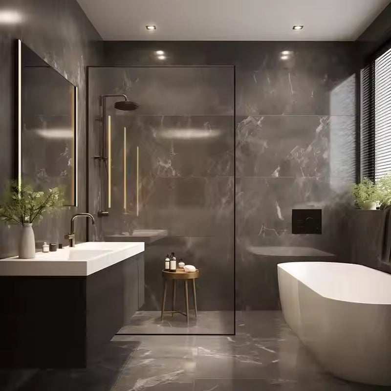 Luxury Waterproof Bathroom Decorative Wpc Wallpapers Wall Panels Interior Spc Marble Wall Covering Panel Board Tiles-海智集-