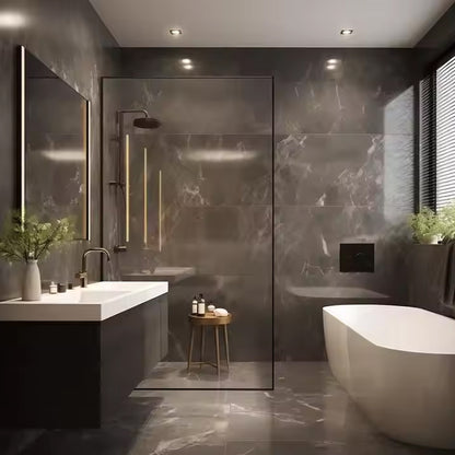 Luxury Waterproof Bathroom Decorative Wpc Wallpapers Wall Panels Interior Spc Marble Wall Covering Panel Board Tiles-海智集-