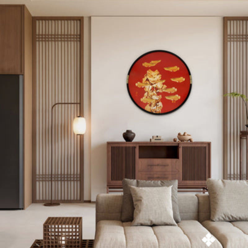 3D Floral Embossed Wall Decor - New Chinese Style Handmade Texture Art-海智集-