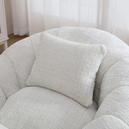 COOLMORE Modern Extra Large Round Bean Bag Chair with Footrest for Living Room, Chenille Fabric Lazy Sofa with Pillow for Adults, Teenagers,Child, Suitable for Bedroom, Dormitory, Study Room-海智集-Default-