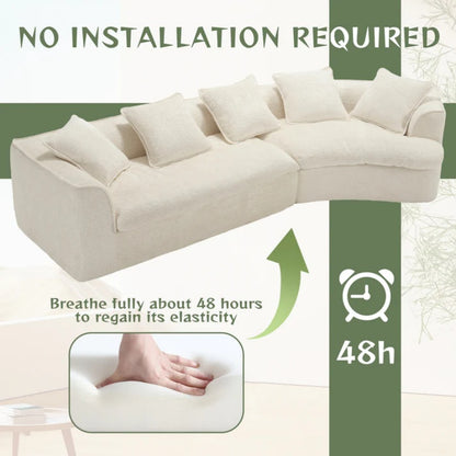 COOLMORE Boucle Sofa 3 Seater for Living Room Oversized Comfy Sofa unique double seat and corner construction for Apartment, Office Right Hand Facing (Beige)-海智集-Default-
