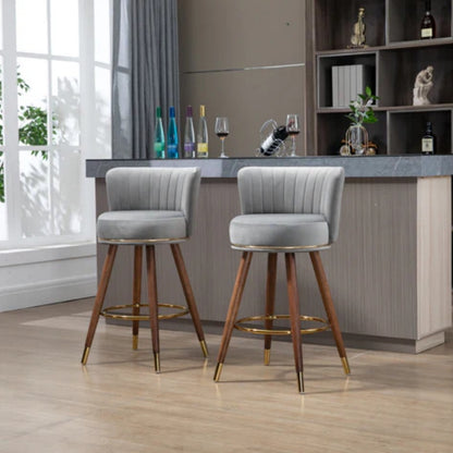 COOLMORE Counter Height Bar Stools Set of 2 for Kitchen Counter Solid Wood Legs with a fixed height of 360 degrees-海智集-Default-