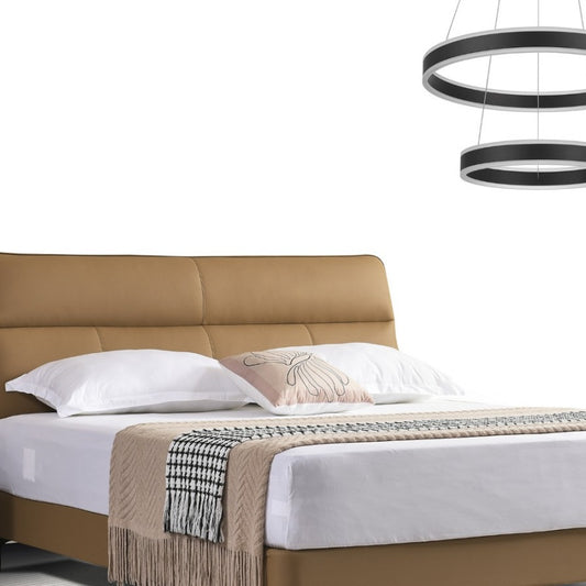 Jinxuan Series GINSON Leather Bed, Modern and simple Italian Light Luxury High-end Solid Wood Soft Package 2103 # (Including bed board but excluding bedside table)-海智集-