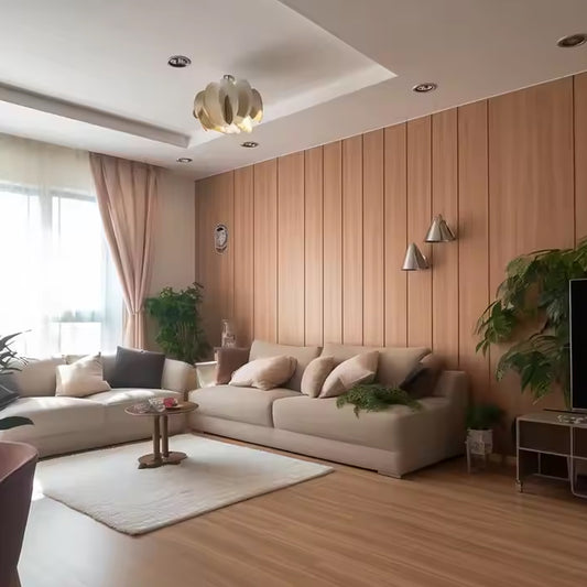OEM Factory 3d Gold Concave Fluted Wood Wpc for Indoor Decor in Guangzhou Glass Wall Panel Decorative-海智集-