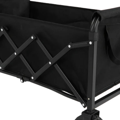 Lightweight Portable Heavy Duty Folding Beach Wagons with Wheels - Outdoor Utility Carts for Grocery, Camping, Shopping, Sports, Garden with Large Capacity-Black-海智集-Default-