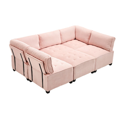 UNITED WE WIN Modular Sectional Sofa U Shaped Modular Couch with Reversible Chaise Modular Sofa Sectional Couch,6- Seat Convertible Sofa,Fit for Living Room-海智集-Default-