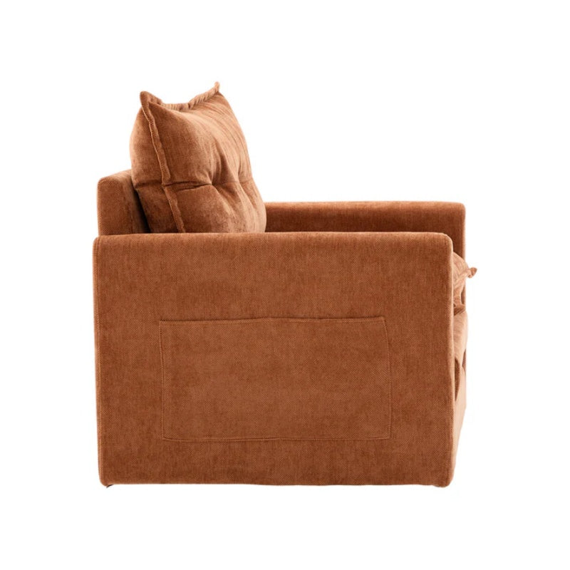 UNITED WE WIN Swivel Barrel Chair - Mid Century Modern Chair, Thick Padded Arm Chair with Solid Metal Base, Comfortable Single Sofa Chair, Swivel Accent Chair for Living Room Bedroom-海智集-Default-