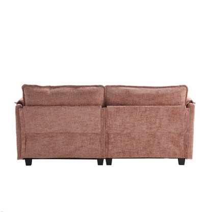 UNITED WE WIN Chenille fabric, solid construction, the overall structure of the sofa is stable, detachable armrests, two foot stools and two-seat sofa with side pockets-海智集-Default-