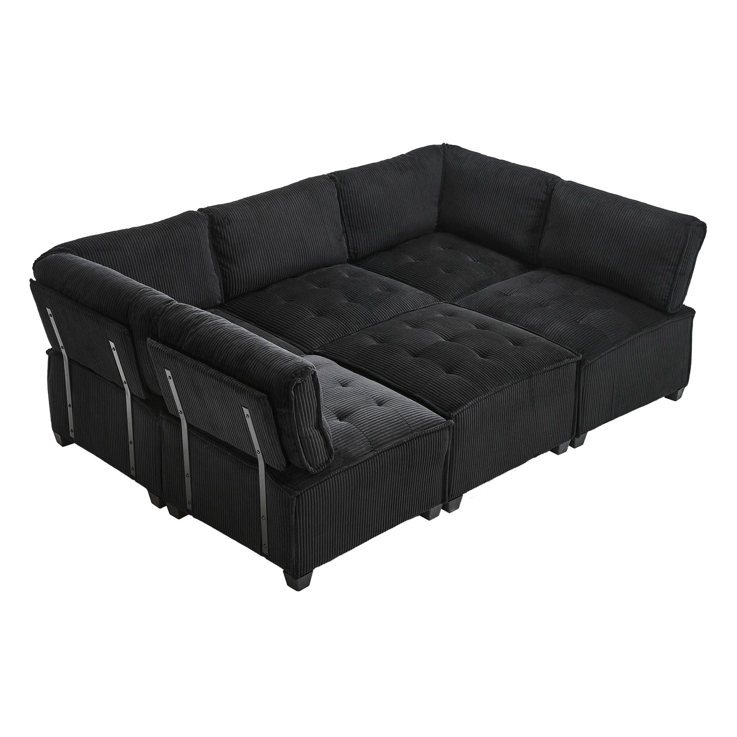 UNITED WE WIN Modular Sectional Sofa U Shaped Modular Couch with Reversible Chaise Modular Sofa Sectional Couch,6- Seat Convertible Sofa,Fit for Living Room-海智集-Default-