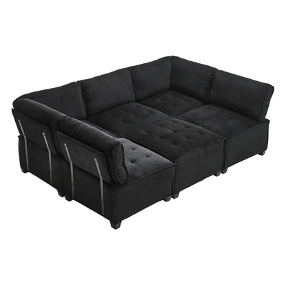 UNITED WE WIN Modular Sectional Sofa U Shaped Modular Couch with Reversible Chaise Modular Sofa Sectional Couch,6- Seat Convertible Sofa,Fit for Living Room-海智集-Default-