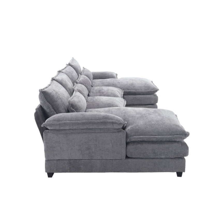 UNITED WE WIN Chenille, high quality sponge filling, solid wood frame, oversized four-seater, U-shaped combination sofa-海智集-Default-