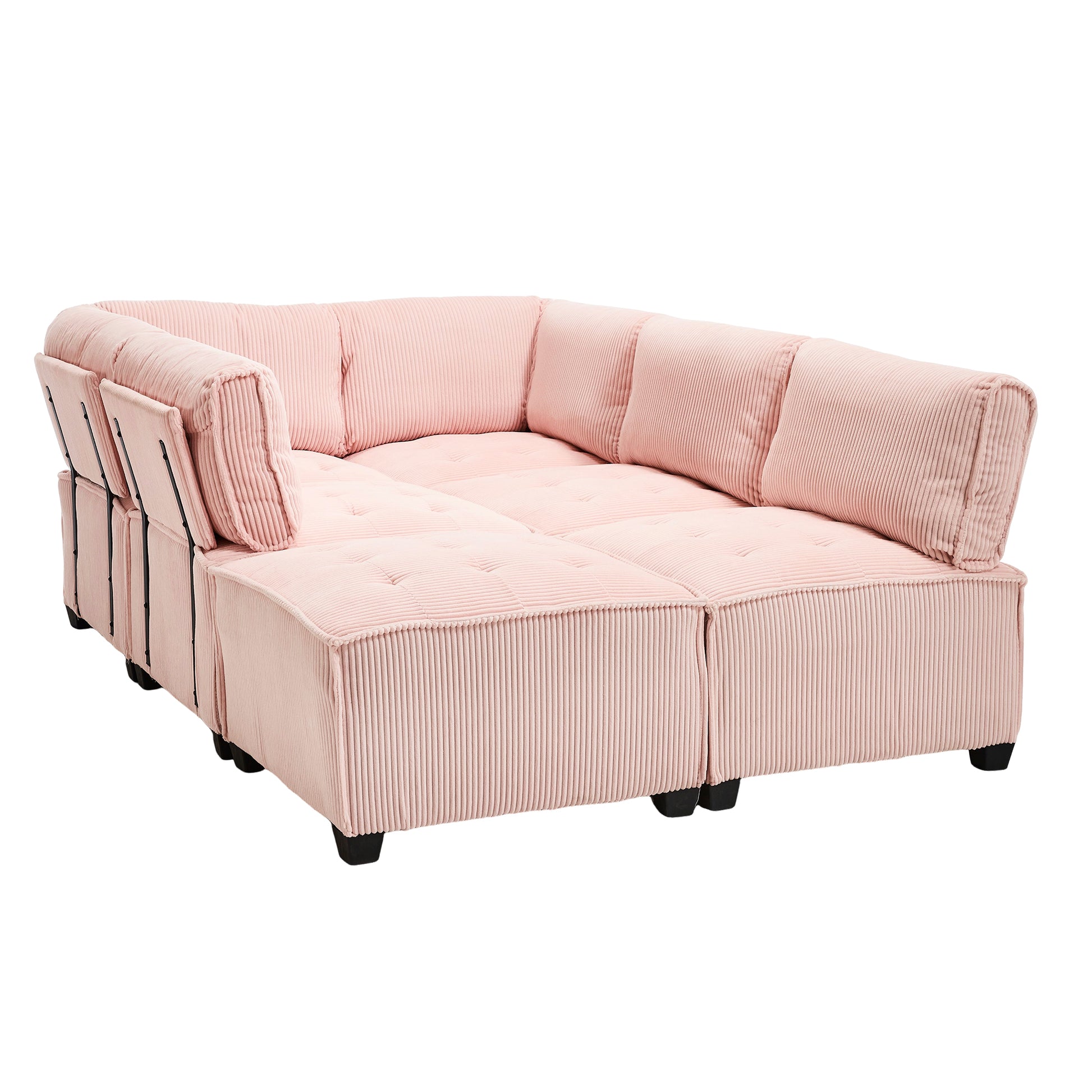 UNITED WE WIN Modular Sectional Sofa U Shaped Modular Couch with Reversible Chaise Modular Sofa Sectional Couch,6- Seat Convertible Sofa,Fit for Living Room-海智集-Default-