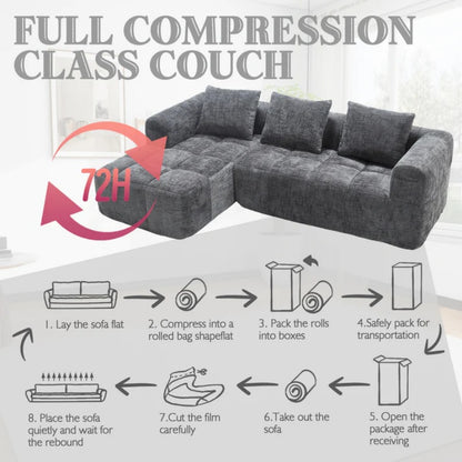 UNITED WE WIN 98.42-inch modular sectional sofa, modern modular L-shaped sofa with chaise longue, equipped with small side pockets and free of compression during installation.-海智集-Default-