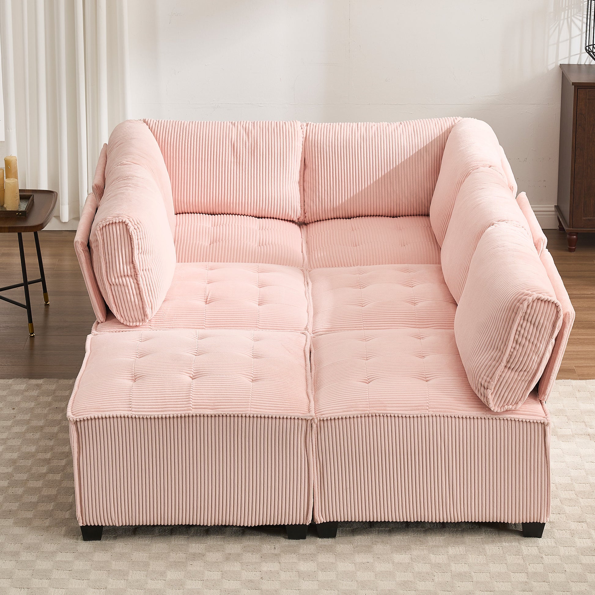 UNITED WE WIN Modular Sectional Sofa U Shaped Modular Couch with Reversible Chaise Modular Sofa Sectional Couch,6- Seat Convertible Sofa,Fit for Living Room-海智集-Default-