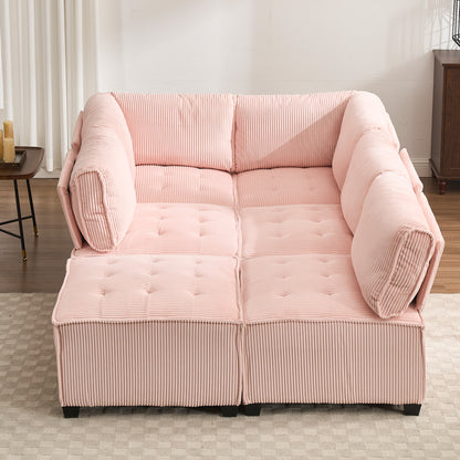 UNITED WE WIN Modular Sectional Sofa U Shaped Modular Couch with Reversible Chaise Modular Sofa Sectional Couch,6- Seat Convertible Sofa,Fit for Living Room-海智集-Default-