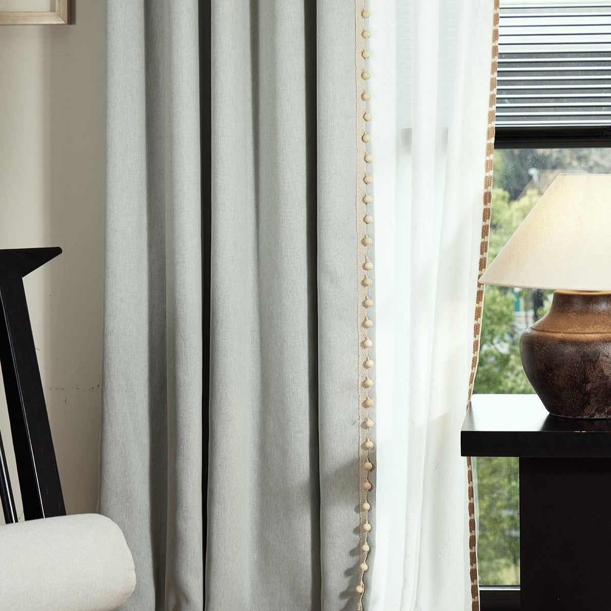 Yun Xin Chan Xin Curtains - Luxurious Antique Style, Light-Blocking with Premium Soft Touch, Cotton-Linen Blend Fabric-海智集-