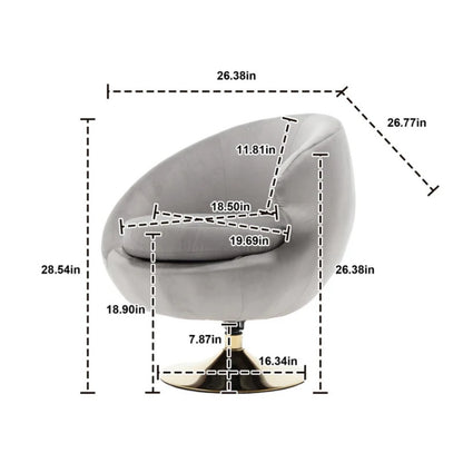360 Degree Swivel Cuddle Barrel Accent Chairs, Round Armchairs with Wide Upholstered, Fluffy Fabric Chair for Living Room, Bedroom, Office, Waiting Rooms-海智集-Default-