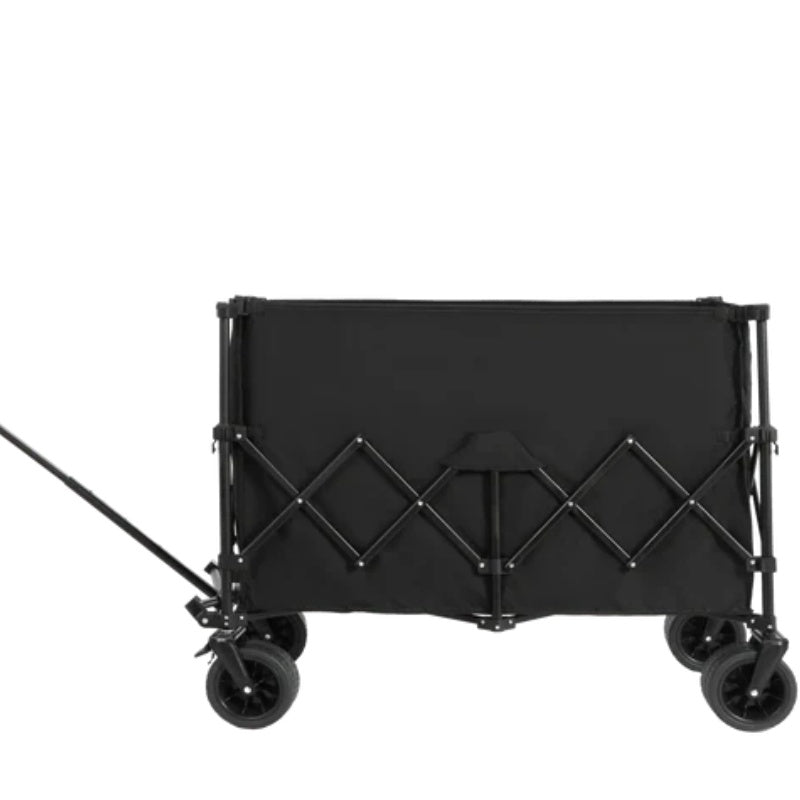 Beach Wagon,Collapsible Wagon 220lbs with Big Wheels Foldable Wagon Carts, Heavy Duty 300L Folding Utility Garden Cart with Big All-Terrain Beach Wheels & Drink Holders. Black-海智集-Default-