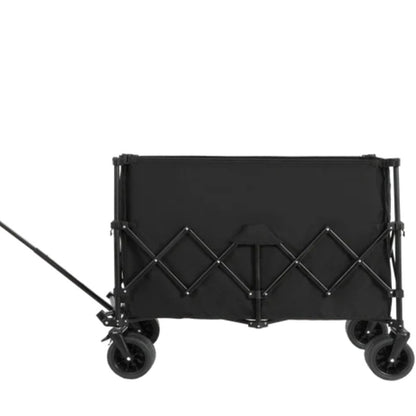 Beach Wagon,Collapsible Wagon 220lbs with Big Wheels Foldable Wagon Carts, Heavy Duty 300L Folding Utility Garden Cart with Big All-Terrain Beach Wheels & Drink Holders. Black-海智集-Default-