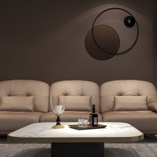 Luxurious and comfortable sofa in the living room, Italian soft modern leather sofa-海智集-