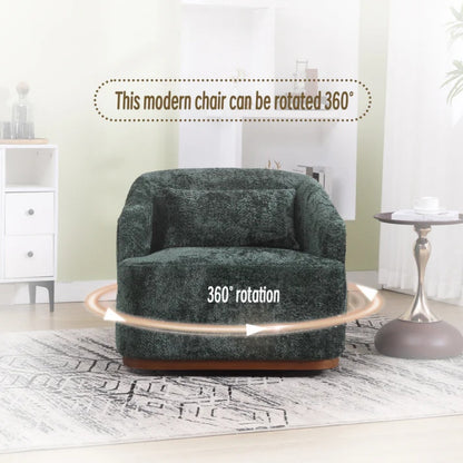 Elegant Swivel Barrel Chair, Comfy Accent Sofa Chair with 360 Degree Swivel, Chenille Fabric, Emerald, 31.5x31.5x27.56 inches-海智集-Default-