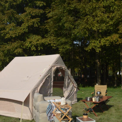 Inflatable Camping Tent Easy Setup 4 Season Glamping Tent with High Performance Inflatable Structure 4-6 Persons Waterproof Windproof Outdoor Self-Supporting Blow up Tent Air Tent Portable House Beige-海智集-Default-