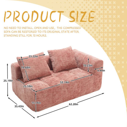 UNITED WE WIN Chenille Loveseat Sofa,Minimalist Modular Couches Sleeper for Living Room Bedroom Apartment Lounge-海智集-Default-