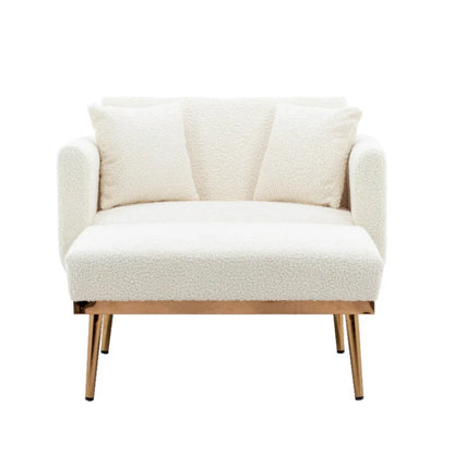 COOLMORE fashionable and classic style chaise lounge chair / accent chair for Living Room, bedroom (Teddy White)-海智集-Default-