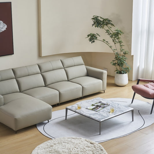 Soft leather sofa, Italian light luxury four-seater-海智集-