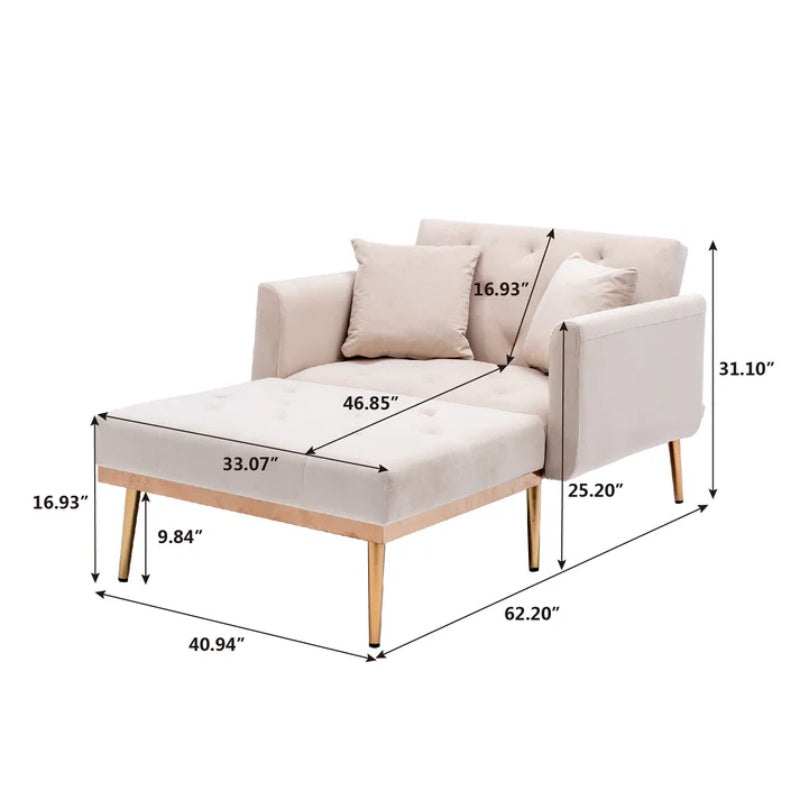 COOLMORE fashionable and classic style chaise lounge chair / accent chair for Living Room, bedroom (Beige velvet)-海智集-Default-