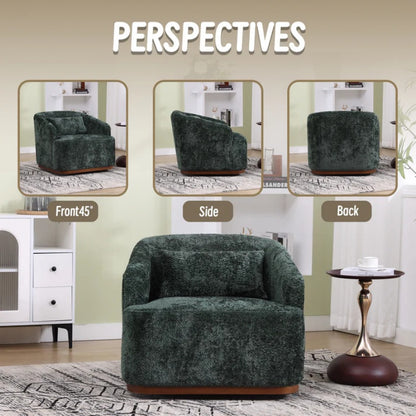Elegant Swivel Barrel Chair, Comfy Accent Sofa Chair with 360 Degree Swivel, Chenille Fabric, Emerald, 31.5x31.5x27.56 inches-海智集-Default-