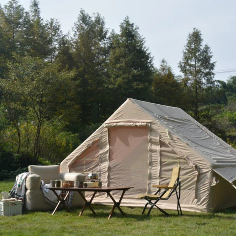Inflatable Camping Tent Easy Setup 4 Season Glamping Tent with High Performance Inflatable Structure 4-6 Persons Waterproof Windproof Outdoor Self-Supporting Blow up Tent Air Tent Portable House Beige-海智集-Default-