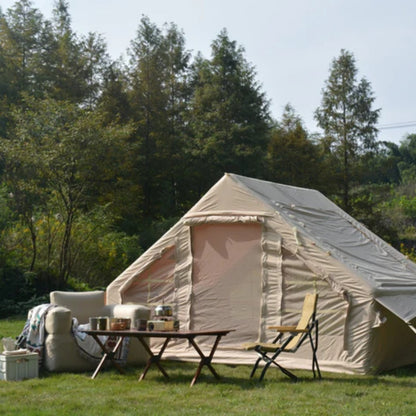 Inflatable Camping Tent Easy Setup 4 Season Glamping Tent with High Performance Inflatable Structure 4-6 Persons Waterproof Windproof Outdoor Self-Supporting Blow up Tent Air Tent Portable House Beige-海智集-Default-