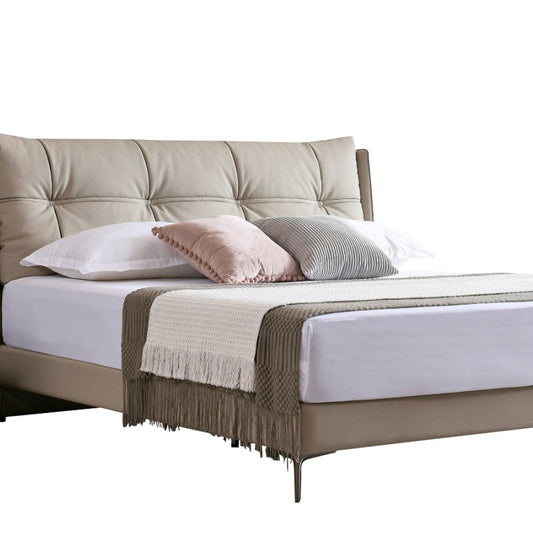 Jinxuan Series Leather Bed, Modern and simple Italian Light Luxury High-end Solid Wood Soft Package 2318 # (Including bed board but excluding bedside table)-海智集-