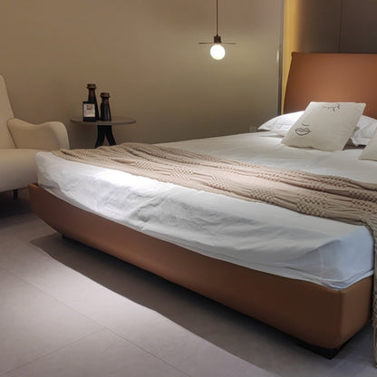 Space-Saving Leather Bed for Compact Rooms-海智集-