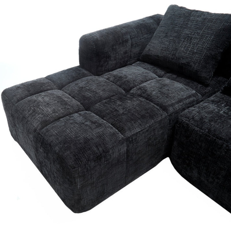 UNITED WE WIN 98.42-inch modular sectional sofa, modern modular L-shaped sofa with chaise longue, equipped with small side pockets and free of compression during installation.-海智集-Default-
