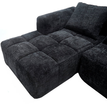 UNITED WE WIN 98.42-inch modular sectional sofa, modern modular L-shaped sofa with chaise longue, equipped with small side pockets and free of compression during installation.-海智集-Default-