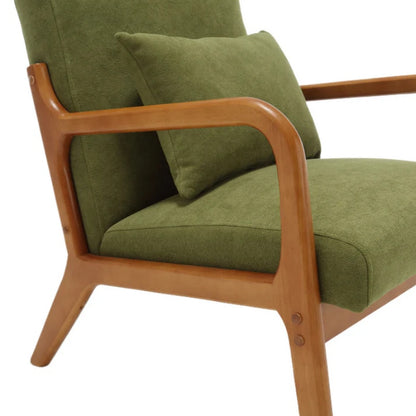 COOLMORE Modern Accent Chair, Solid Wood Padding Lounge Armchairs With One pillow for Living Room, Bedroom, Guest Room (Green)-海智集-Default-