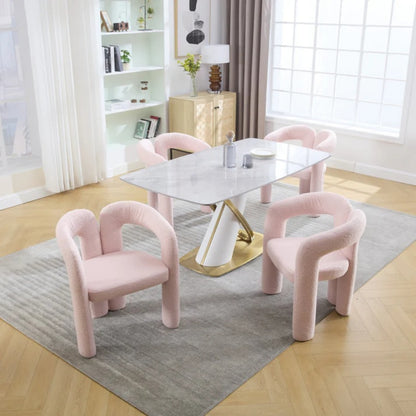 COOLMORE Contemporary Designed Velvet Upholstered Accent/Dining Chair with Armrests in Pink Teddy-海智集-Default-