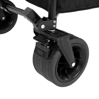 Beach Wagon,Collapsible Wagon 220lbs with Big Wheels Foldable Wagon Carts, Heavy Duty 300L Folding Utility Garden Cart with Big All-Terrain Beach Wheels & Drink Holders. Black-海智集-Default-